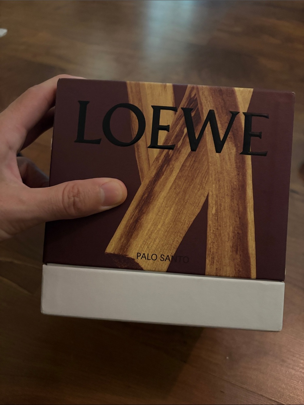 Loewe Palo Santo Scented Home Accent - Maroon and White